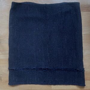 Rena Lange Black Tweed Textured Pencil Skirt with Fringe. S-14 - NWT